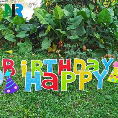 China Eco-Friendly Every Season Lawn Yard Decorations Outdoor Signs For Happy Birthday for sale