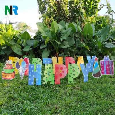 China Eco-Friendly Hot Sale Happy Birthday Yard Sign Letters With Stakes for sale