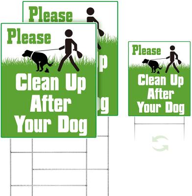 China Eco Friendly Clean After Your Dog Yard Signs With Stake Double Sided No Dog Poop Lawn Signs Outdoor Sign Board for sale