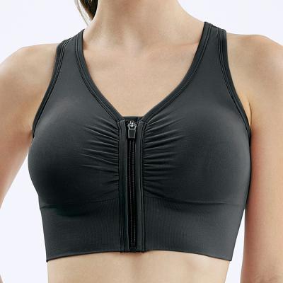 China 2021 Running Yoga Bra Fitness Vest Front Zipper Cross Back Breathable Women Sports Underwear for sale