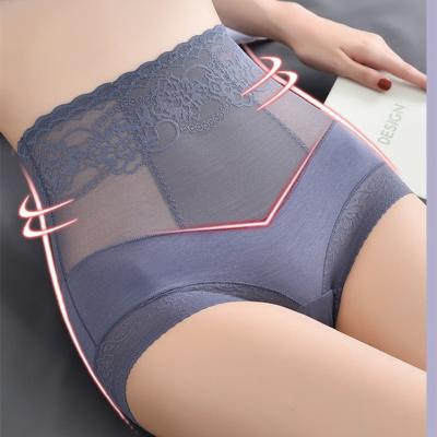 China 2021 New High-waisted Antibacterial Tummy Control Lace Panties For Women Hip Lift Shape Briefs for sale