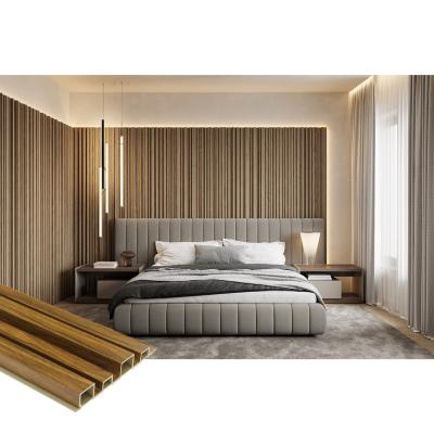 China Modern Home Decor Acustic 3D Interior Decor Fluted Wood Plastic Composite PVC WPC Onyx Wall Panel Backlit Price for sale