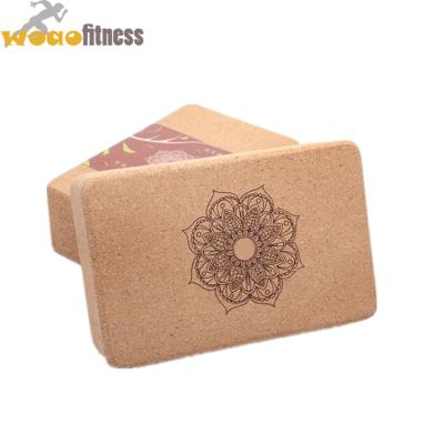 China Recycled natural cork factory amazon yoga block natrual eco-friendly custom print cork wood yoga block non-toxic organic for sale