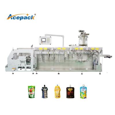 China Automatic jam 1Kg beverage liquid spout stand up package doy pouch packing machine horizontal production line for sale