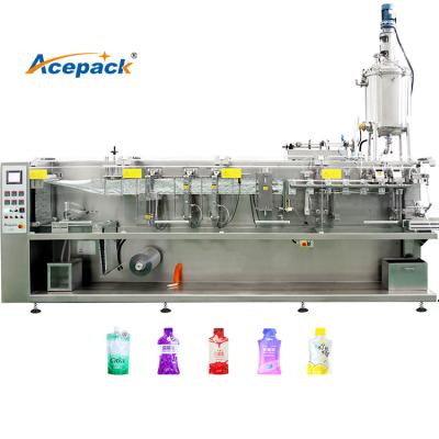 China Beverage Multifunctional Irregular Shaped Stand Up Pouch Doypack Liquid Filling And Sealing Machine for sale