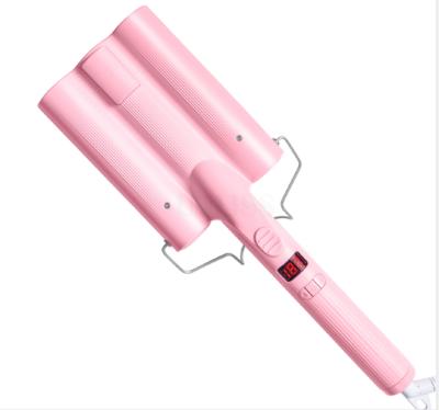 China Curling Hair Ready To Ship All Pink 3 Barrel Hair Curler LCD Display Hair Curling for sale