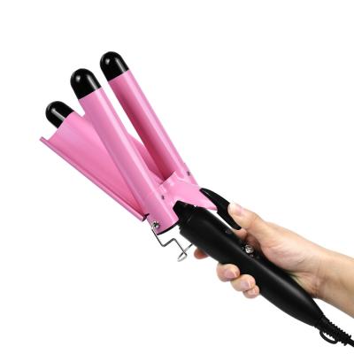 China Unique 3 Tubes Design Amazon Best Big Large LCD Display Curler Hair Curler Wave Curling Iron Beauty Home Use Wavy for sale