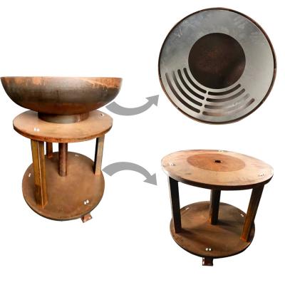 China Large Bowl Corten Steel Outdoor Charcoal Pit Fire BBQ Portable Barbecue Grill For Sale With Wholesale Price for sale