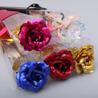 China Simple Artificial Eternal Female Event Gift 24k Gold Foil Rose Flower Birthday Gift Creative Mother's Day Gift for sale