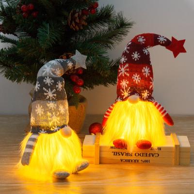 China Knitted Fabric New Product Christmas Led Table Lamp Mail Rudolph Doll Ornaments Gifts Glowing Christmas Lights Decorations for sale