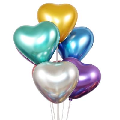 China 10inch 2.2g Latex Balloon Heart Shaped Wedding Party Supplies Metal Happy Valentines Day Decorations Balloons for sale