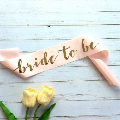 China Bride To Be Sash Bridal Sash Bachelor Party Gold Foil Handwriting Bride To Be Sash for sale