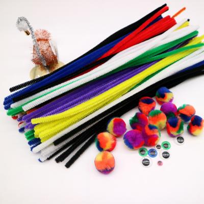 China Environmental Material Kids Creative Colorful Glitter Plush DIY Felt Chenille Sticks Open Educational Toy for sale