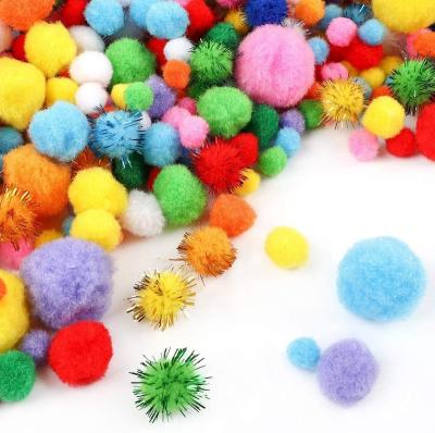 China Popular Christmas Gift Assorted Sizes And Colors Pom Poms Ball Creative Craft For Kids DIY Material for sale