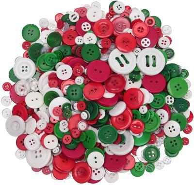 China Sustainable Resin Buttons Four Holes Round Craft Buttons For Sewing Handmade Scrapbooking Decorations DIY Assorted Size Mixed Color Print for sale