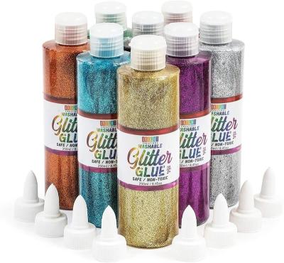 China Art Glitter Glue Bottles Metallic High Temperature Resistant 8 Colors For Crafts for sale