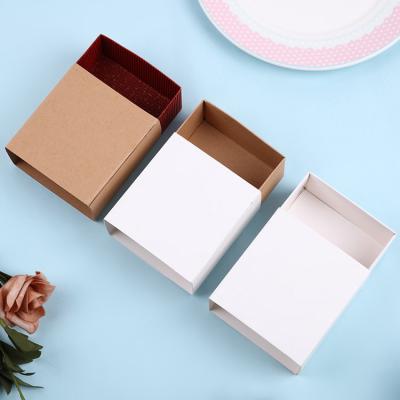 China Handmade High Quality Small Recycled Kraft Paper Drawer Packaging Box With Custom Logo for sale