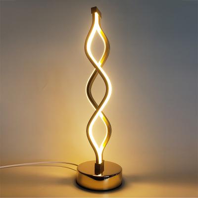 China Modern Spiral Wave Shape Decorative Led Bedside Table Reading Decorative Lamps for sale