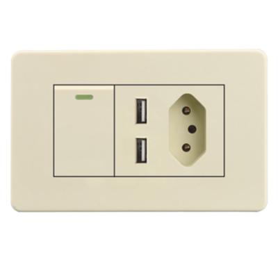 China Wholesale Price High Quality DOMESTIC Rated Current Switch 20A Brazil Socket With Usb 2 for sale