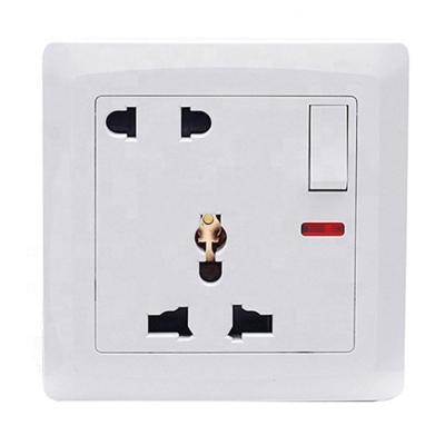 China Modern 5 Pin Switched Electric Power Socket Light Wall Socket Universal HOME Socket for sale