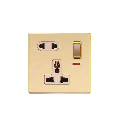 China 5 Pin Switched Electric Power Socket Light Wall Socket White Gold Universal Socket for sale