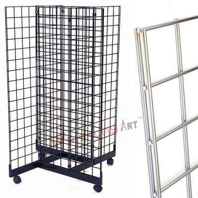 China Store four floor wire gridwall side panels display rack with sun base for sale