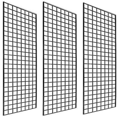 China Mordern 2' x6 Chrome Black Perfect Wire Mesh Metal Grid Wall Panels For Retail Display for sale