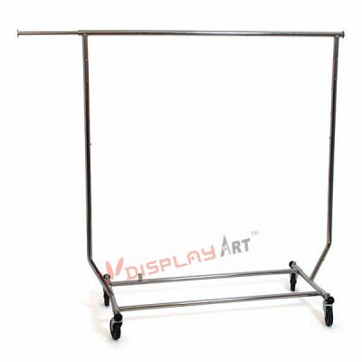 China Durable Heavy Duty Single Bar Folding Garment Clothing Display Rack With Rail for sale