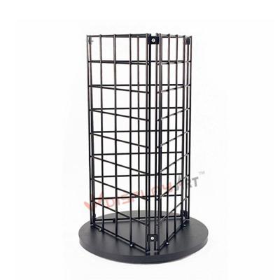 China OEM Easy Assembly Factory Supplier Three Sided Metal Wire Triangle Rotat Floor Rack Retail Display Rack for sale