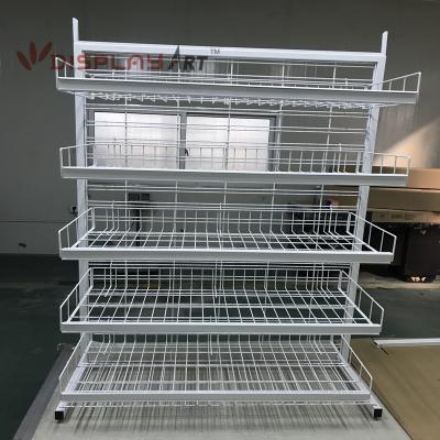 China Sustainable Factory Customized 6 Tiers Stacking Metal Wire Basket For Supermarket Display Rack for sale