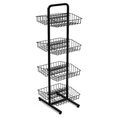 China Customized Retail Store Metal Food Rack Bakery Grocery Display Bread Rack for sale