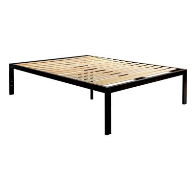 China Storage No Needed Heavy Duty Box Spring Metal Bed With Solid Wood Slats for sale