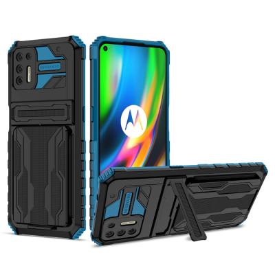 China Multi-Funtion Anti-drop TPC+PC Mobile Phone Case with Retractable Kickstand Removable Cards Bag for MOTO G Stylus 5G for sale