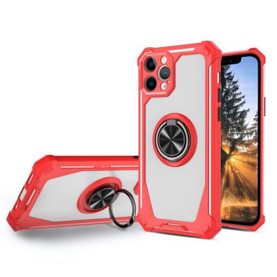 China Four Corners Anti-drop Back Cover Ring Stand Shockproof With Lanyard Shockproof Magnetic Translucent Phone Case For ZTE Axon 30 pro 5G for sale