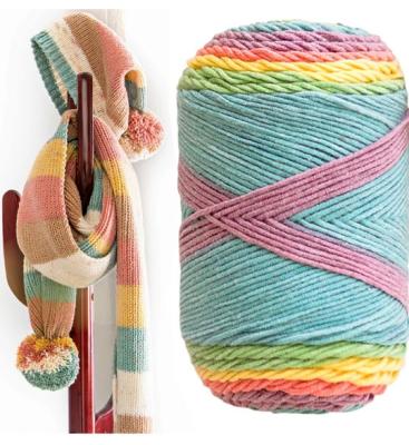 China Beautiful Handmade Crochet Yarn Sustainable Craft - Rainbow Cake Woven Natural Cotton Blended Yarn for sale