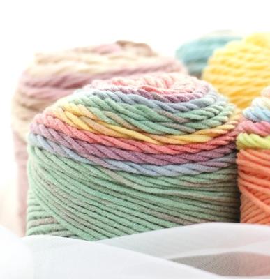 China Sustainable Acrylic Ball Cake Yarn Rainbow Cotton Blend for sale