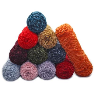 China High Tenacity Wholesale Yarns 100% Polyester Chenille Yarn For Hand Knitting for sale