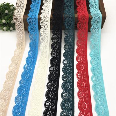 China Wholesale soft elastic Spandex lace jacquard nylon lace trim elastic for lingerie lace trim for sale