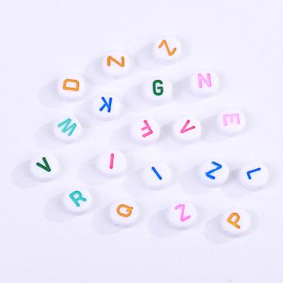 China 500g/bag 7*4mm acrylic beads with 26 letters, round flat colorful bead diy beaded customized for jewelry making for sale