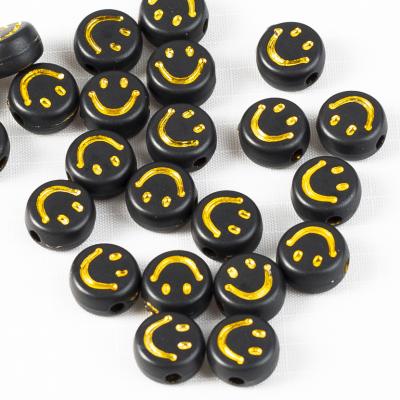 China 500g 4x7mm Acrylic Beads Smiley Face Gold Acrylic Beads Necklace Set For Bracelet Making Jewelry Making Beads 8845 for sale