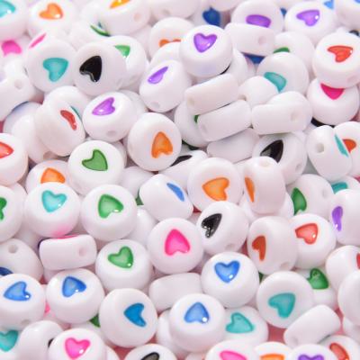 China 500g/bag 7*4mm Acrylic Plastic Color Heart Letter Loose Beads Mixed Color DIY Beaded For Jewelry Making Bracelet for sale