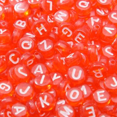 China 500g/bag 7*4mm Acrylic Red Clear Plastic Letter Loose White Beads Mixed With DIY Beads For Jewelry Making Bracelets for sale