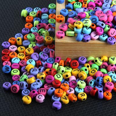 China Wholesale 500g/bag 7*4mm Acrylic Opaque Colored Letter Plastic Loose Beads Mixed DIY Beads For Jewelry Making Bracelets for sale