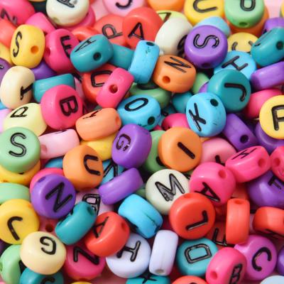 China Wholesale 500g/bag 7*4mm Letter Acrylic Colorful Plastic Loose Beads Mixed DIY Beads For Jewelry Making Bracelets for sale