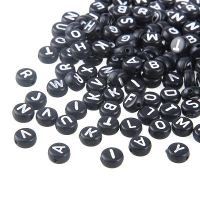 China 500g/bag 4*7mm Acrylic Black Acrylic Letter Beads White Alphabet Mixed DIY Charm Beaded Jewelry Making for sale