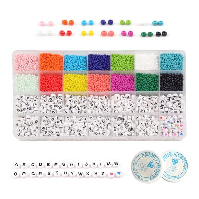 China Crystal 28 Grid Solid Color Czech Glass Seed Beads Box 26 Letter Beads A-Z Set For Jewelry Making for sale