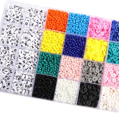 China Hot Selling DIY Ceramic Material 24 Grid Letters Beads Seed Beads Polymer Clay Set Combination Bracelet Necklace for sale