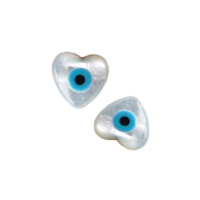 China Shell Wholesale Natural Heart Evil Eye Shell Turquoise Loose Beads DIY Jewelry Making Accessories for sale