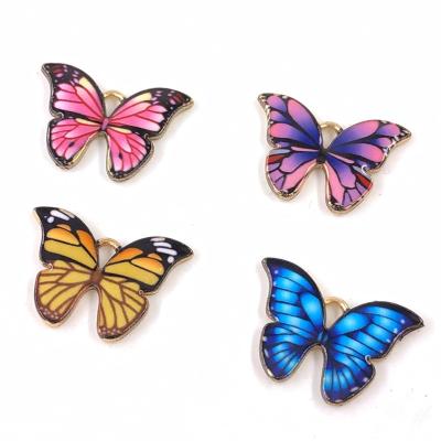 China CLASSIC diy accessories alloy jewelry accessories butterfly enamel UV printing pendant for jewelry making materials for sale