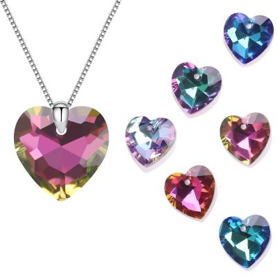 China Single Crystal 14mm Gemstone Peach Heart Hole Crystal Glass Pendant Accessory For Jewelry Making Necklace Earrings for sale